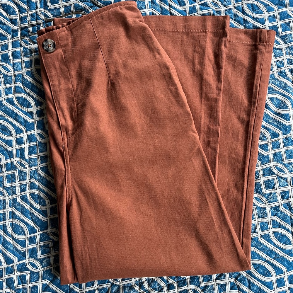 Terra Cotta Woven Ankle Trousers